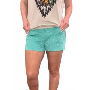 NEW STERLING KREEK women's jitterbug bling shorts in turquoise